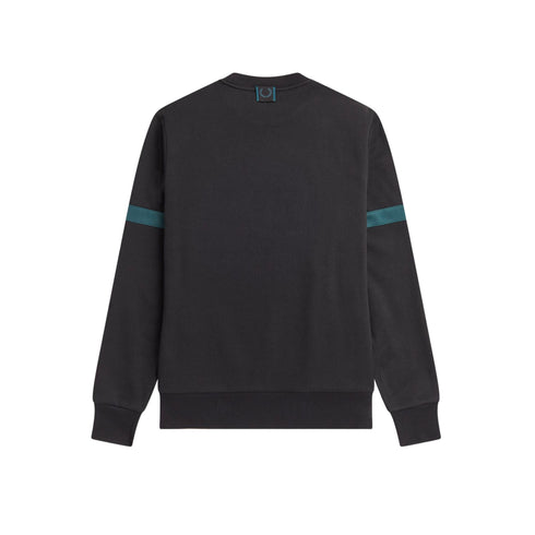 Felpa Uomo girocollo con logo grande Nero petrolio Fred Perry- Francavilla Moda
